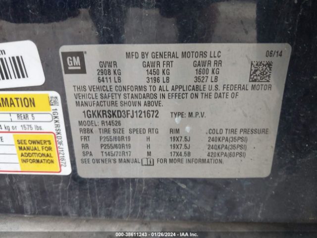 1GKKRSKD3FJ121672 GMC Acadia Slt-2