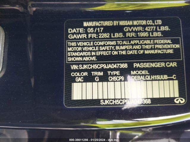 SJKCH5CP9JA047368 Infiniti Qx30 Luxury