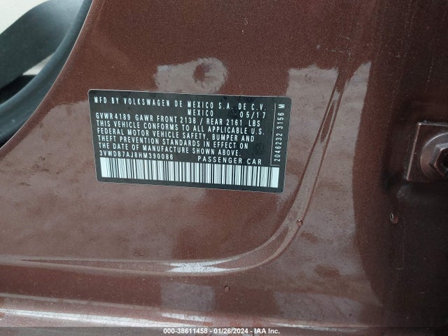 Volkswagen Jetta 1.4t Se 2017 3VWDB7AJ8HM390086 Image 9