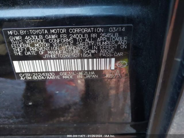 JTHBE1D26E5011864 Lexus IS 350