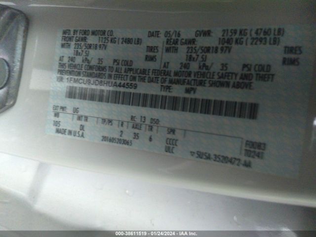 2017 FORD ESCAPE 1FMCU9JD8HUA44559 Photo 8