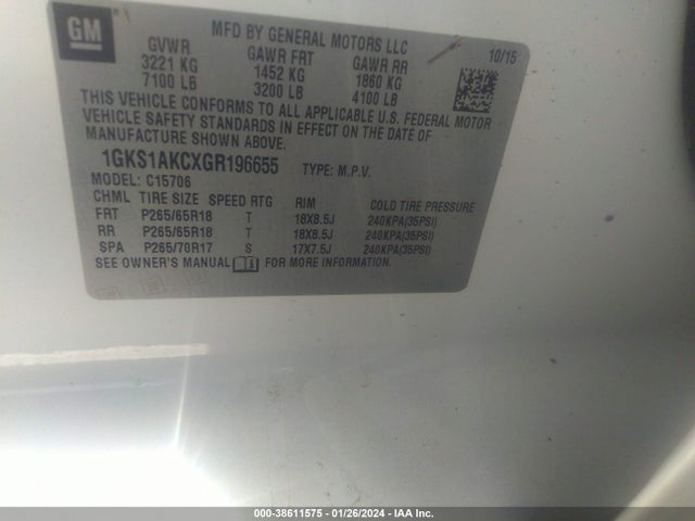 GMC YUKON SLE 2016 1GKS1AKCXGR196655 Image 9