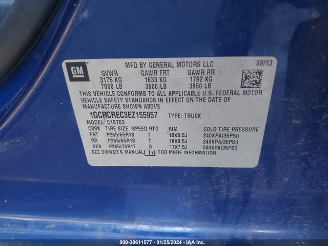 2014 CHEVROLET SILVERADO 1500 1LT VIN: 1GCRCREC3EZ155957
