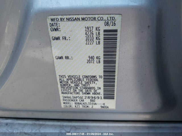 Nissan Altima 2.5 Sr 2016 1N4AL3AP5GC289691 Image 9