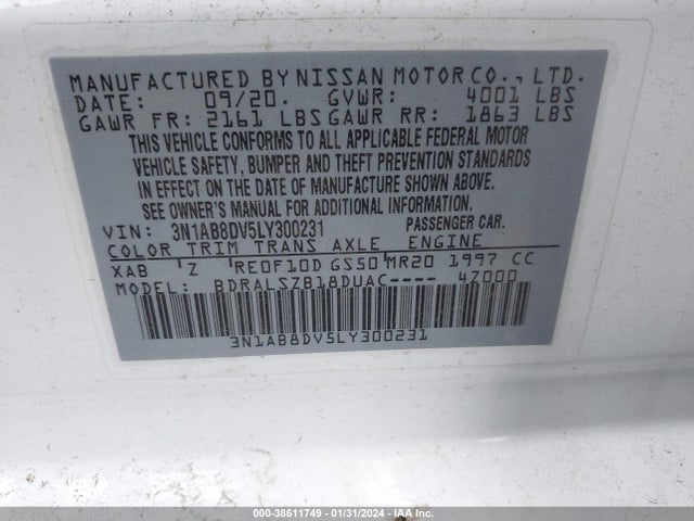 Nissan Sentra Sr Xtronic Cvt 2020 3N1AB8DV5LY300231 Image 9
