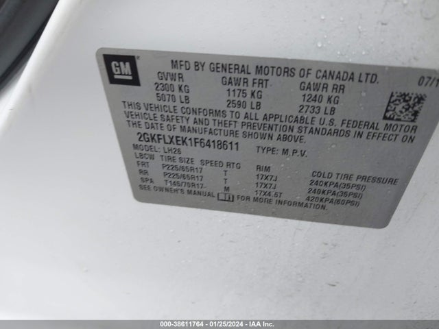GMC Terrain Slt-1 2015 2GKFLXEK1F6418611 Image 9