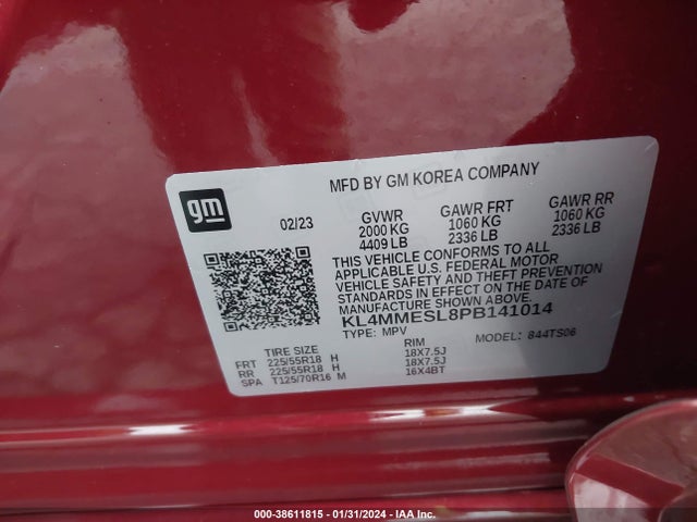KL4MMESL8PB141014 Buick Encore Gx Select Awd