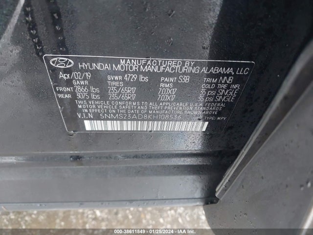 Hyundai Santa Fe Se 2019 5NMS23AD8KH108536 Image 9