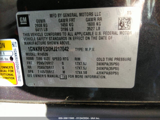 Chevrolet Traverse Ls 2017 1GNKRFED0HJ217042 Image 9