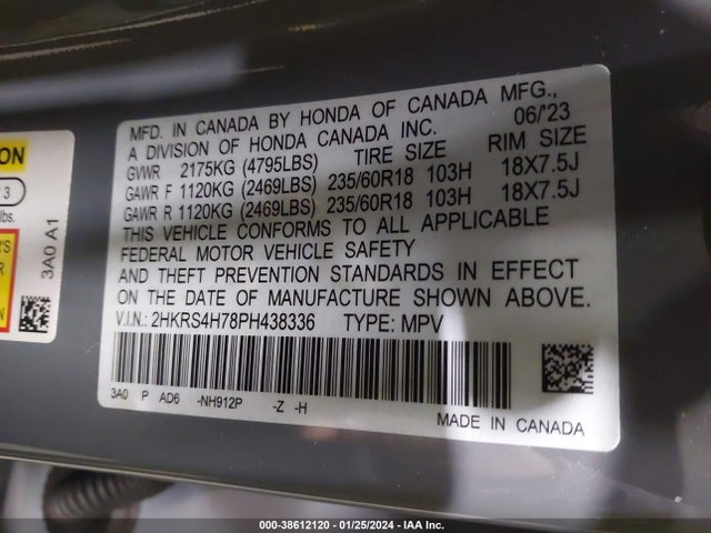 Honda Cr-v Ex-l Awd 2023 2HKRS4H78PH438336 Image 9