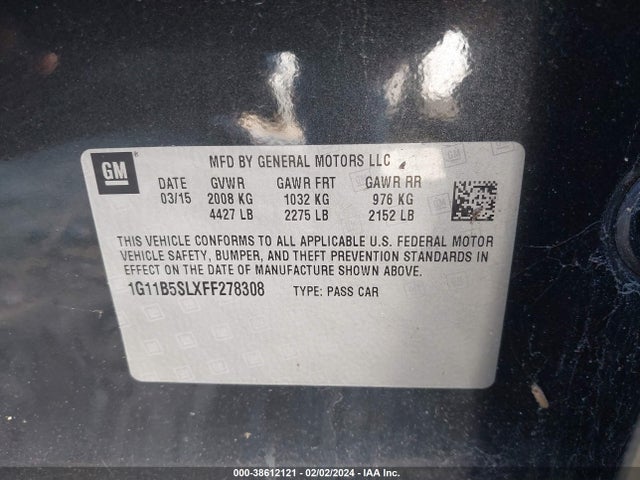 Chevrolet MALIBU LS 2015 1G11B5SLXFF278308 Image 9