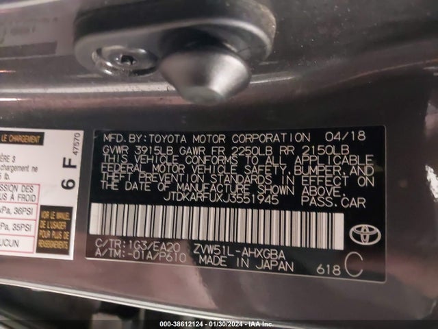 Toyota Prius Four 2018 JTDKARFUXJ3551945 Image 9