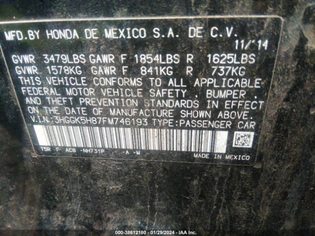 3HGGK5H87FM746193 Honda Fit Ex/ex-l