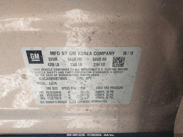 KL4CJASBXKB739926 Buick Encore Fwd Preferred