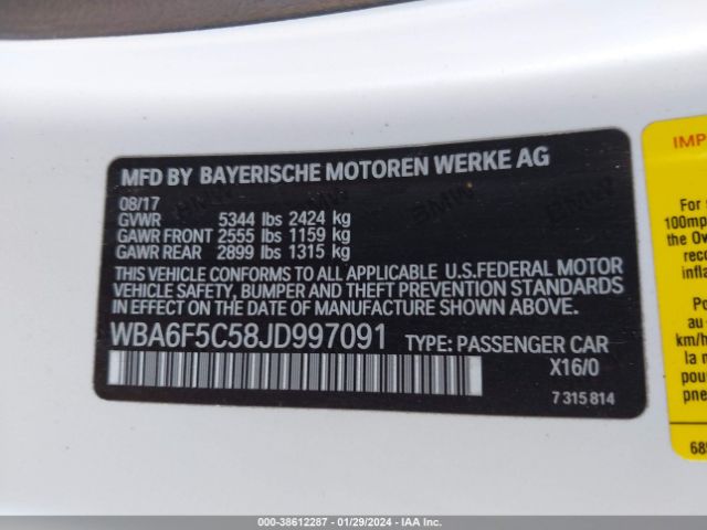 WBA6F5C58JD997091 BMW 650i