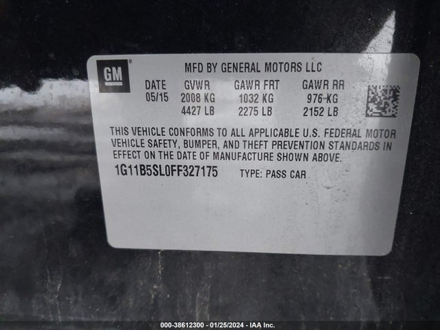 2015 CHEVROLET MALIBU LS VIN: 1G11B5SL0FF327175