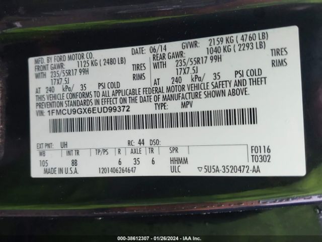 1FMCU9GX6EUD99372 Ford ESCAPE SE