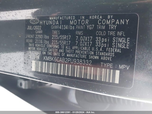 Hyundai Kona Sel 2023 KM8K6CAB2PU938332 Image 9