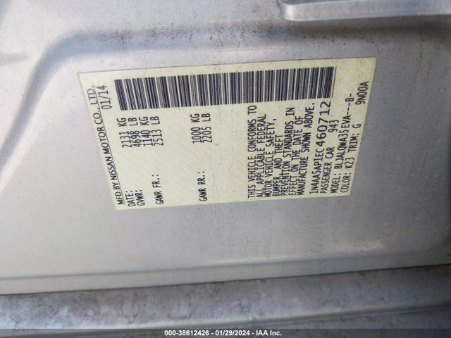 Nissan Maxima 3.5 S/3.5 Sv 2014 1N4AA5AP1EC460712 Image 9