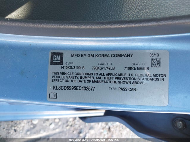 Chevrolet Spark 1lt Auto 2014 KL8CD6S95EC402577 Image 9