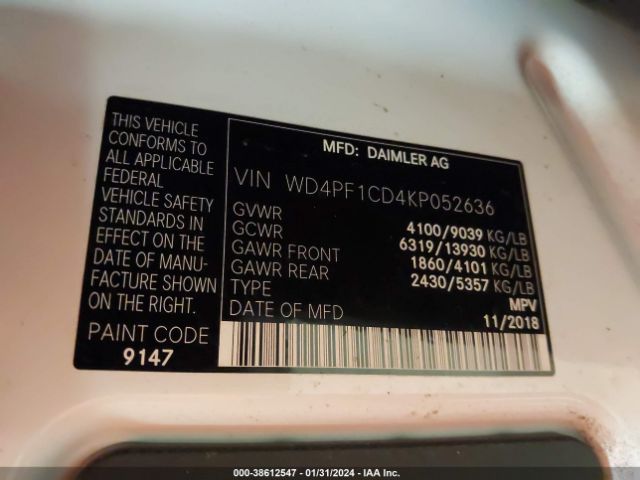 WD4PF1CD4KP052636 Mercedes-Benz Sprinter 2500 High Roof V6