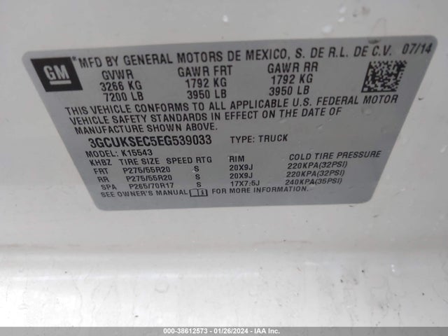 Chevrolet Silverado 1500 1lz 2014 3GCUKSEC5EG539033 Image 9