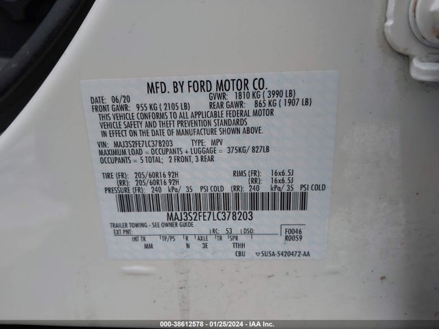 Ford ECOSPORT S 2020 MAJ3S2FE7LC378203 Image 9