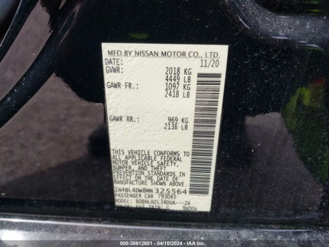 1N4BL4DW8MN325564 Nissan Altima Sv Intelligent Awd