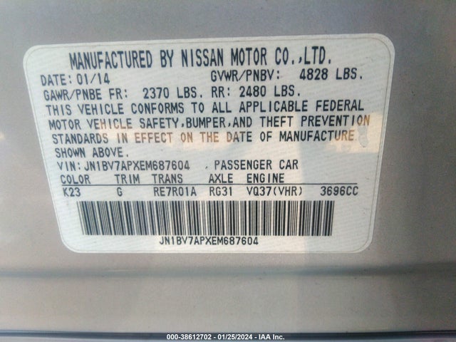 Infiniti Q50 Premium 2014 JN1BV7APXEM687604 Image 9