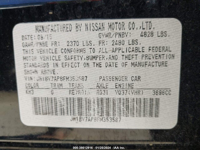Infiniti Q50 Premium 2015 JN1BV7AP8FM353587 Image 9