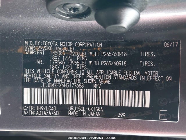 JTJBM7FX6H5177688 Lexus 460