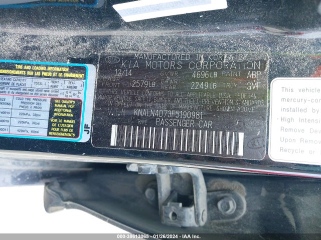 KIA Cadenza Premium 2015 KNALN4D73F5190981 Image 9