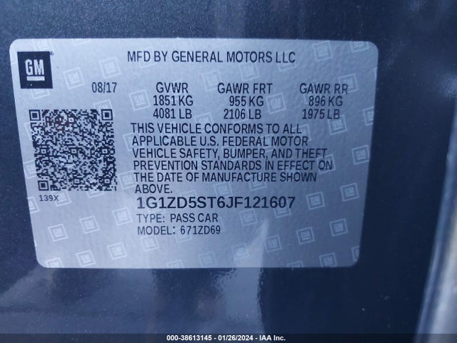 Chevrolet MALIBU LT 2018 1G1ZD5ST6JF121607 Image 9