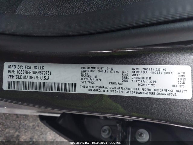 RAM 1500 Big Horn  4x4 5'7 Box 2023 1C6SRFFT0PN679761 Image 9