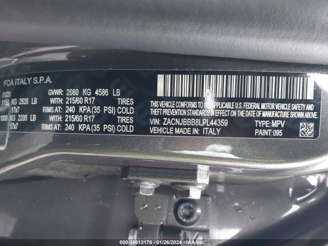 ZACNJBBB8LPL44359 Jeep Renegade Latitude 4x4