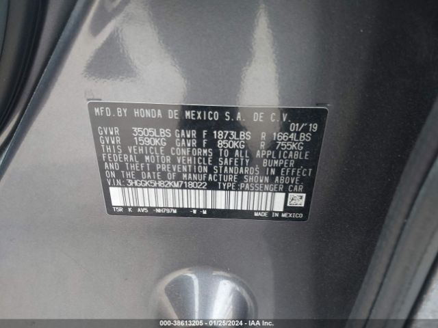 3HGGK5H82KM718022 Honda FIT EX