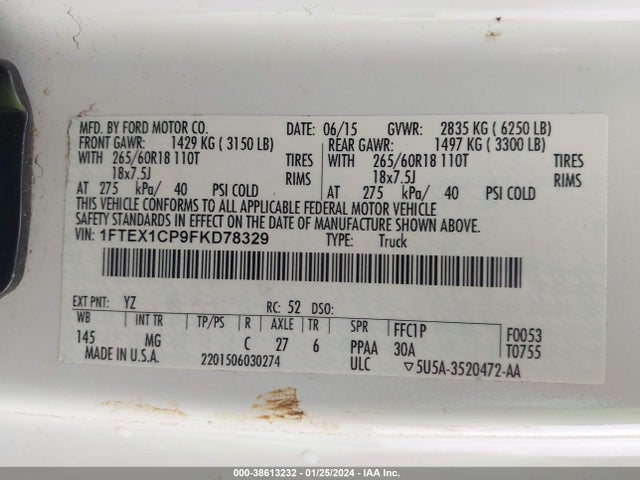 Ford F-150 Xlt 2015 1FTEX1CP9FKD78329 Image 9