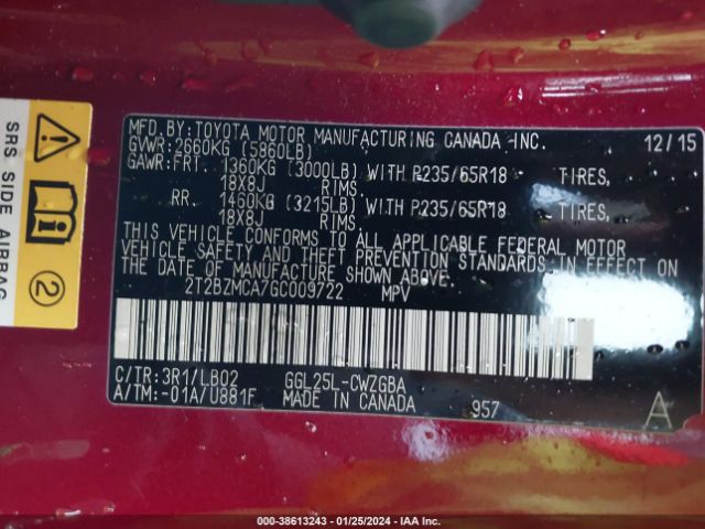2T2BZMCA7GC009722 Lexus RX 350