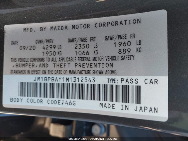Mazda Mazda3 2.5 Turbo 2021 JM1BPBAY1M1312543 Image 9