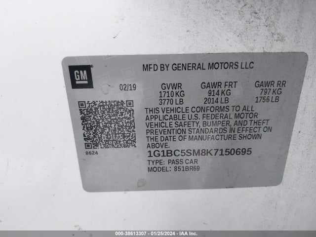 Chevrolet CRUZE LS 2019 1G1BC5SM8K7150695 Image 9