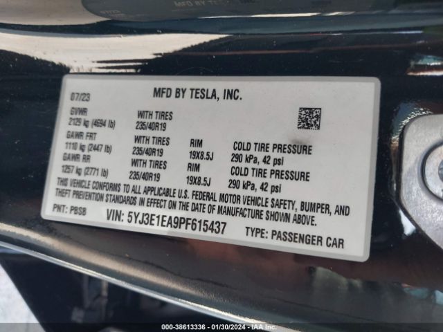 5YJ3E1EA9PF615437 Tesla Model 3 Rear-wheel Drive