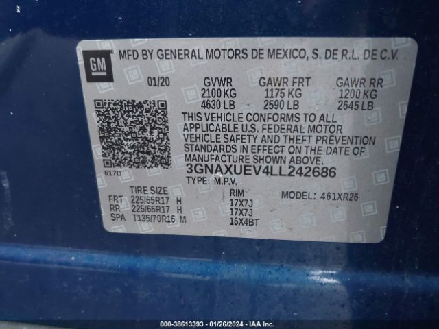 2020 CHEVROLET EQUINOX 3GNAXUEV4LL242686 Photo 8