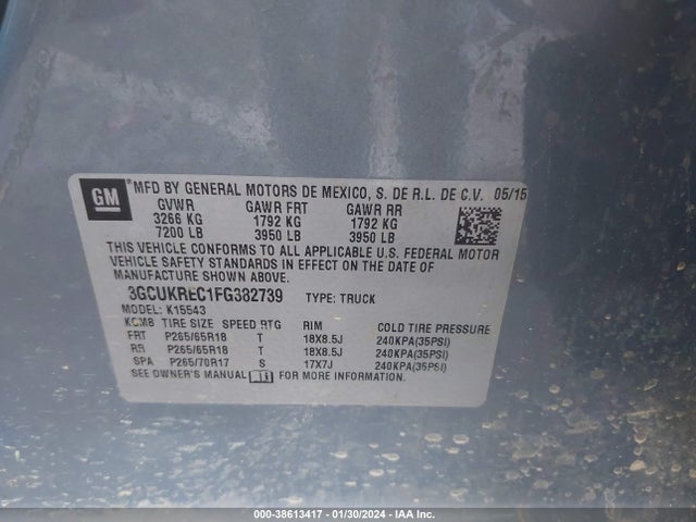Chevrolet Silverado 1500 2lt 2015 3GCUKREC1FG382739 Image 9