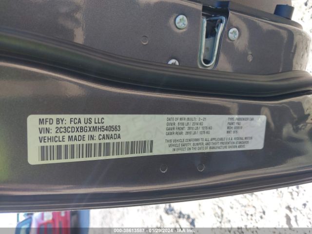 2C3CDXBGXMH540563 Dodge Charger Sxt Rwd