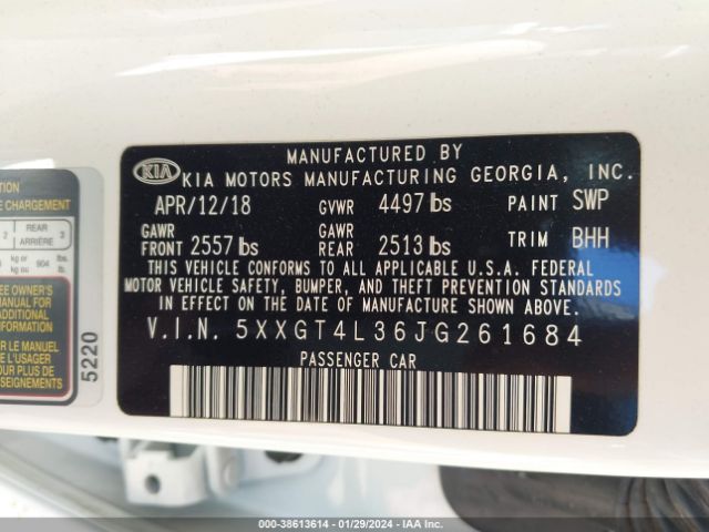 5XXGT4L36JG261684 KIA Optima Lx
