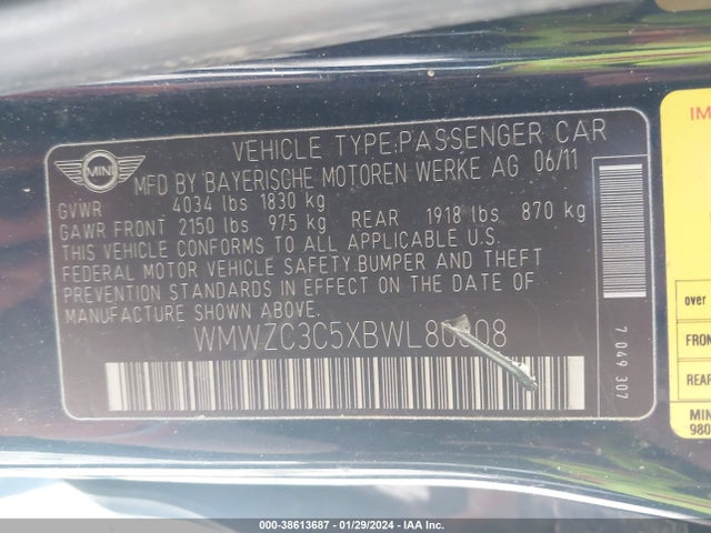 2011 MINI COOPER S COUNTRYMAN WMWZC3C5XBWL80808 Photo 8