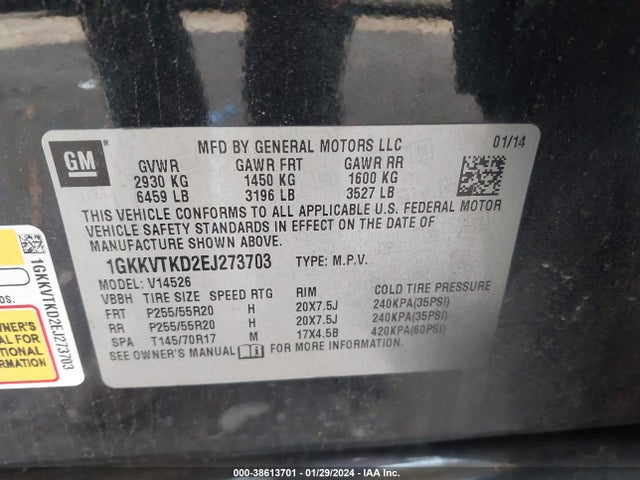 GMC Acadia Denali 2014 1GKKVTKD2EJ273703 Image 9