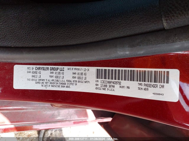 Chrysler 200 Limited 2015 1C3CCCAB0FN639792 Image 9