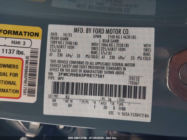 Ford Bronco Sport Big Bend 2023 3FMCR9B65PRE17581 Image 9
