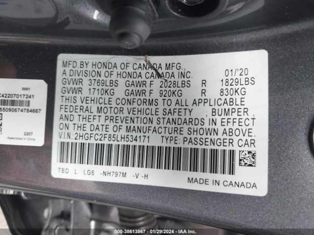 2HGFC2F85LH534171 Honda Civic Sport